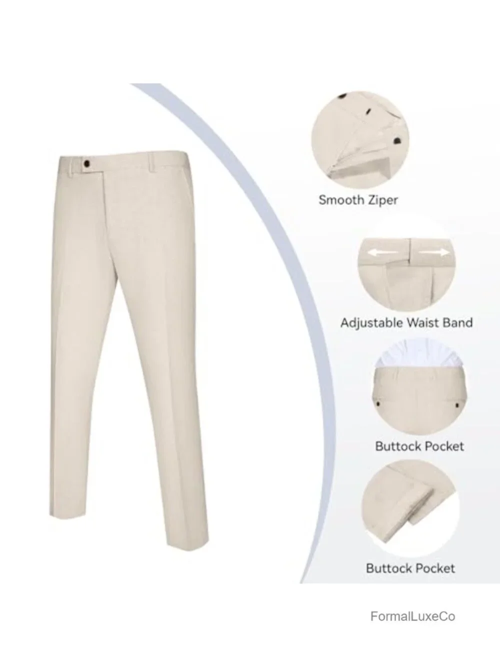 Men's Linen Suit Set 2 Piece Slim Fit Vest & Pants Summer Tuxedo
